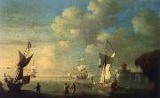 Monamy, Peter A royal yacht and other shipping off the coast oil on canvas